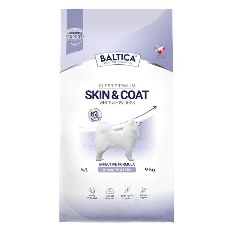 Karma sucha Skin & Coat dla białych psów ras średnich i dużych 9kg - Baltica Breeding Expert