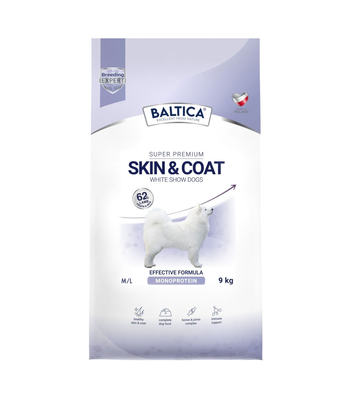 Karma sucha Skin & Coat dla białych psów ras średnich i dużych 9kg - Baltica Breeding Expert
