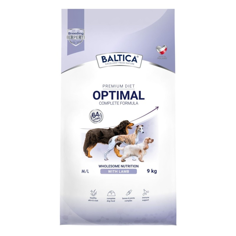 Karma sucha Optimal z wieprzowiną i jagnięciną dla ras dużych i średnich 9kg - Baltica Breeding Expert