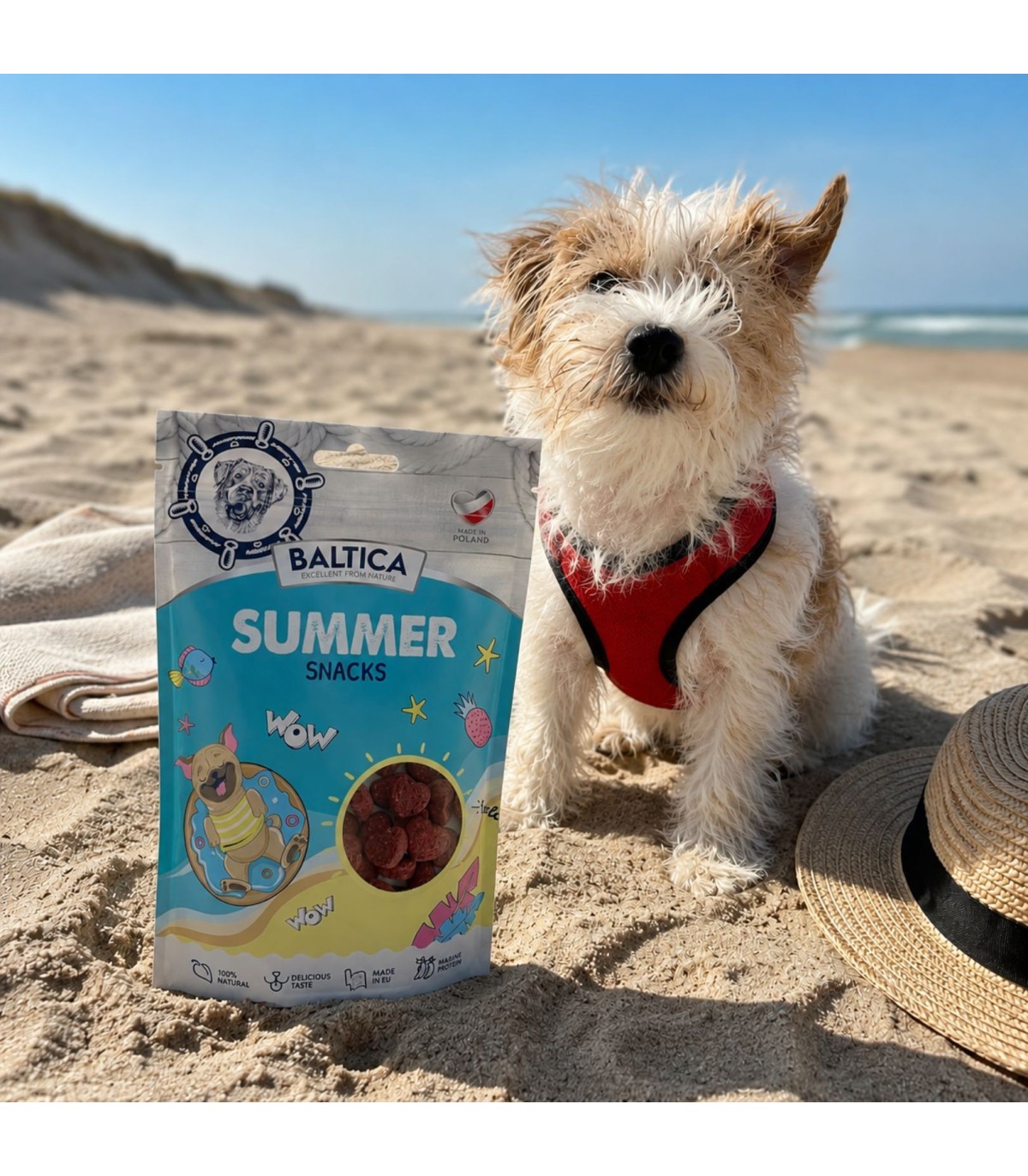 Zestaw Spokojnych Wakacji - przysmaki HELLO SUMMER kaczka z rybą + tabletki Stop Stress