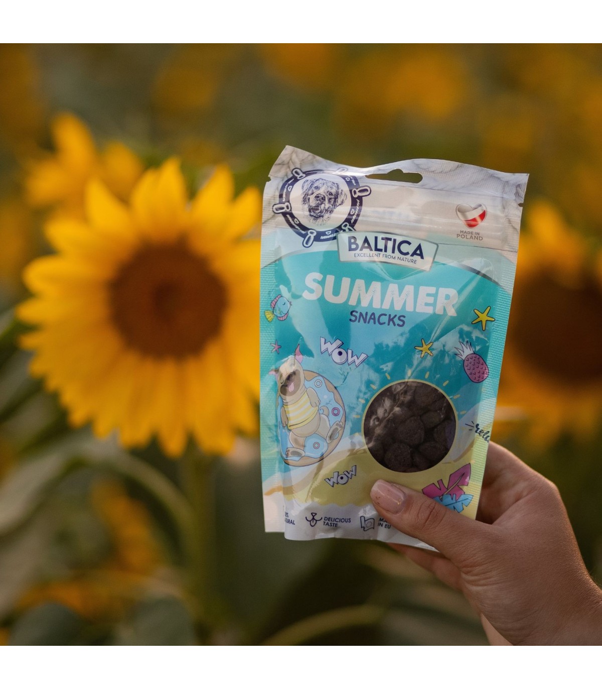 Zestaw Spokojnych Wakacji - przysmaki HELLO SUMMER kaczka z rybą + tabletki Stop Stress + Butelka