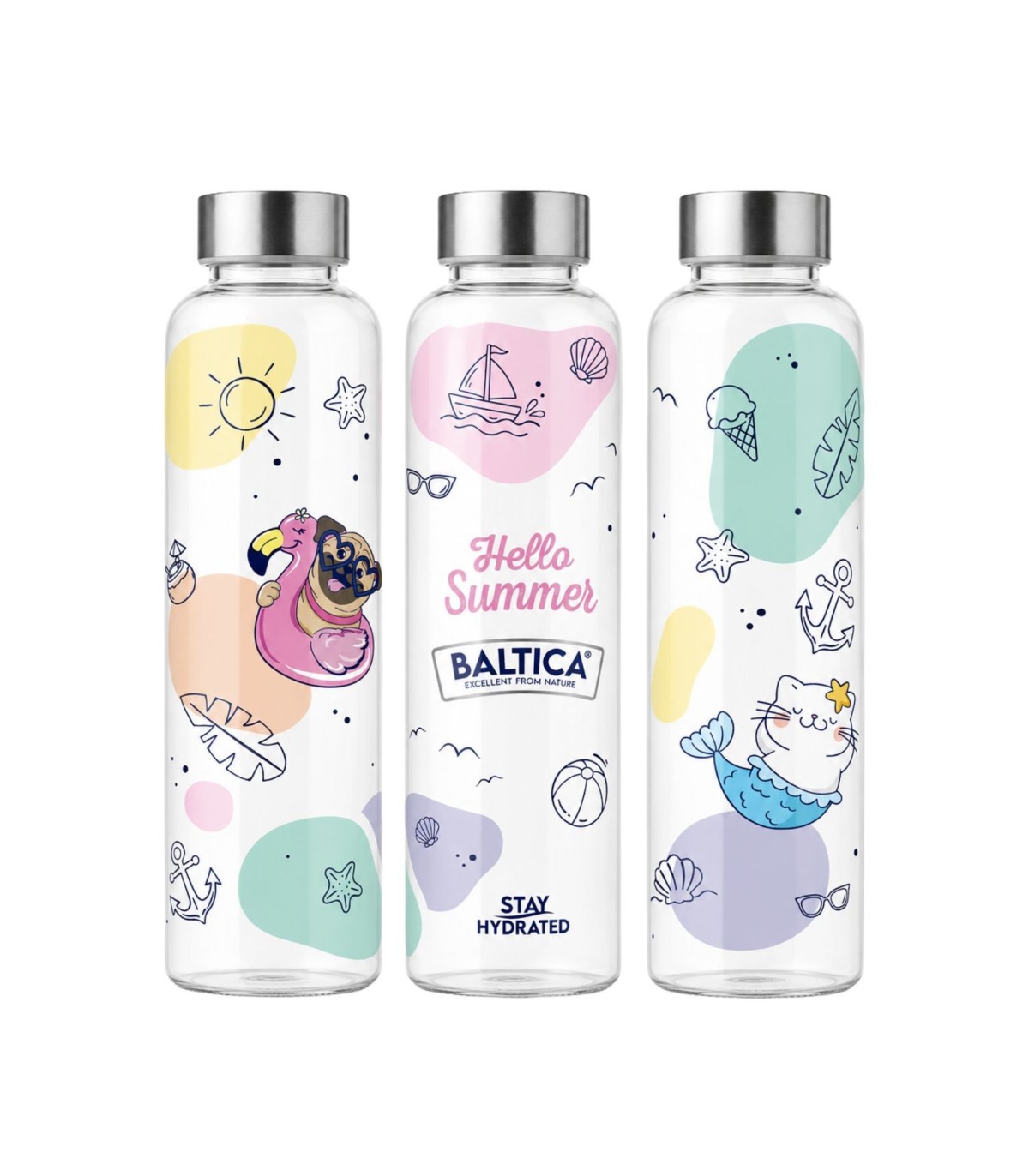 Zestaw Spokojnych Wakacji - przysmaki HELLO SUMMER kaczka z rybą + tabletki Stop Stress + Butelka