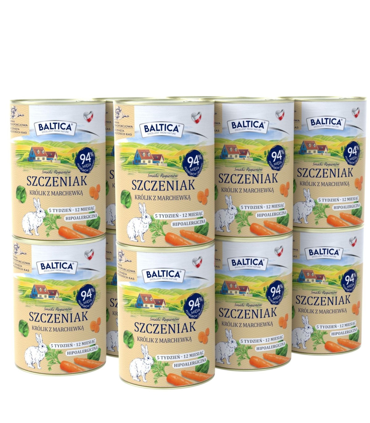 12x Karma mokra królik z marchewką i szpinakiem dla szczeniąt 400g - Baltica Smaki Regionów