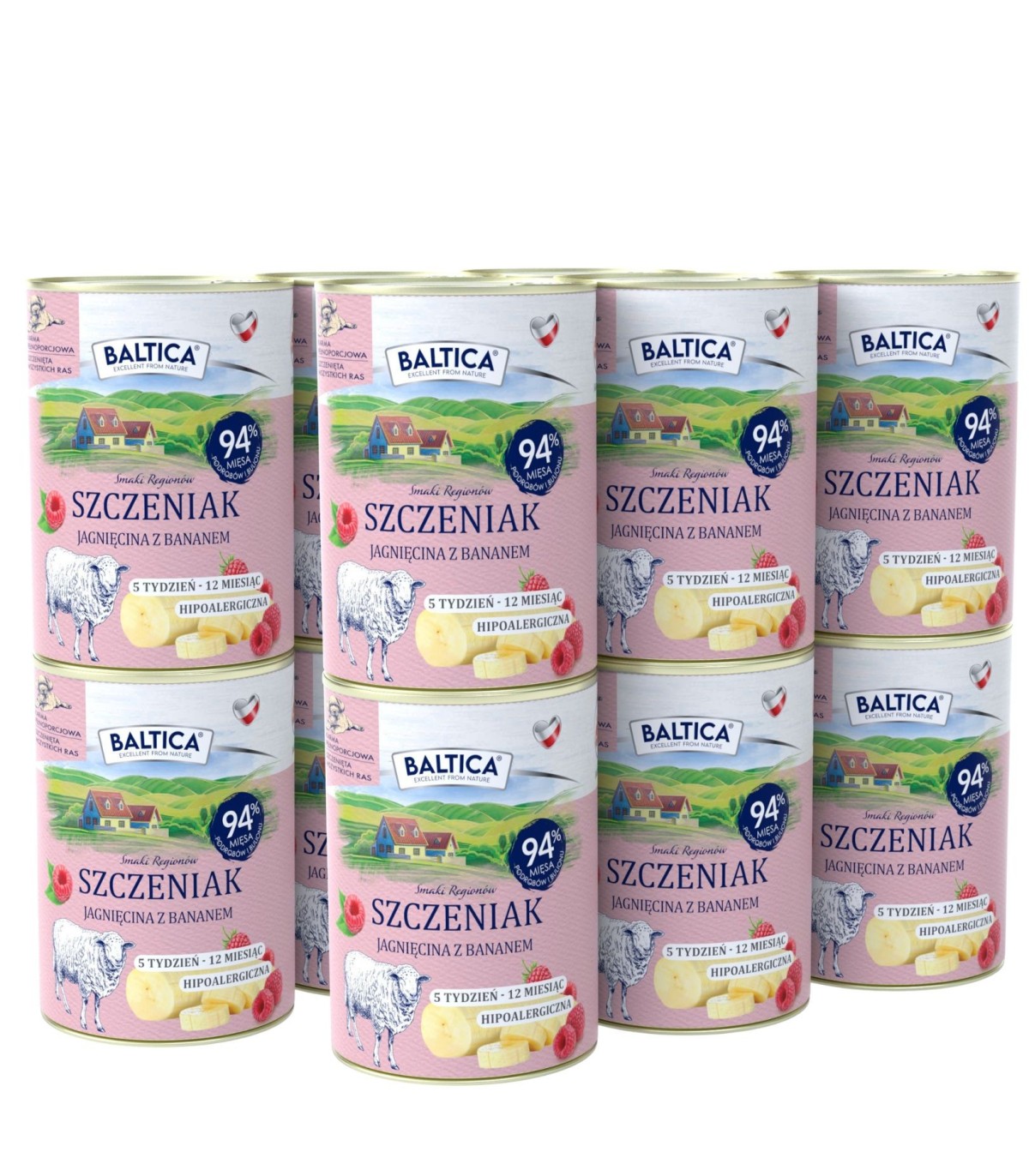 12x Karma mokra jagnięcina z bananem dla szczeniąt 400g - Baltica Smaki Regionów