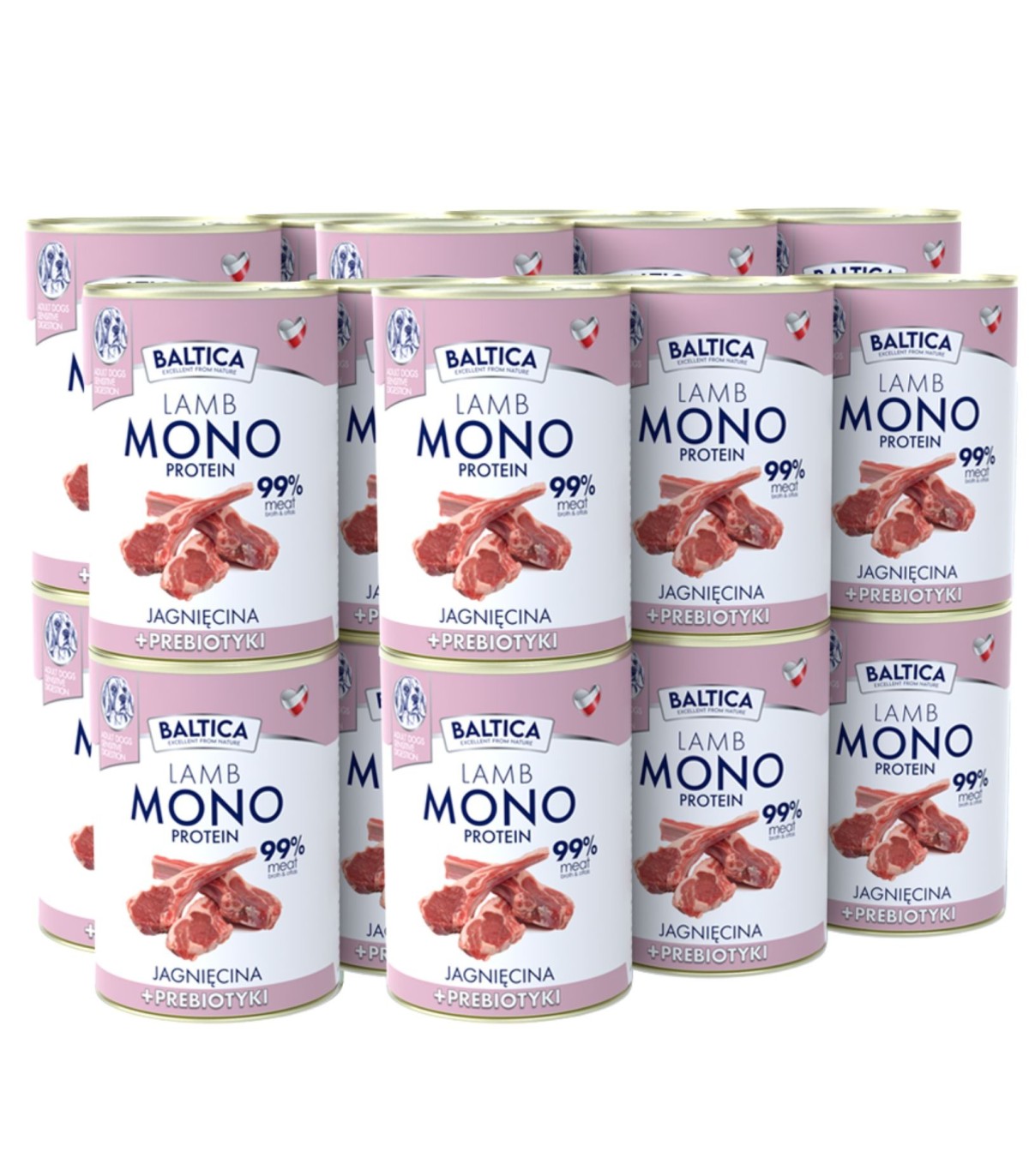 24x Karma mokra MONO jagnięcina z prebiotykami dla psa 400g - Baltica Nutraceutic