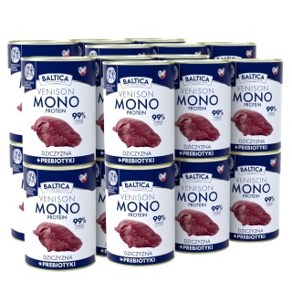 24x Karma mokra MONO dziczyzna z prebiotykami dla psa 400g - Baltica Nutraceutic
