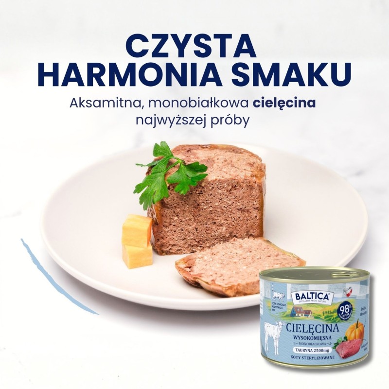 Karma mokra mono cielęcina dla kota 185g - Baltica Smaki Regionów