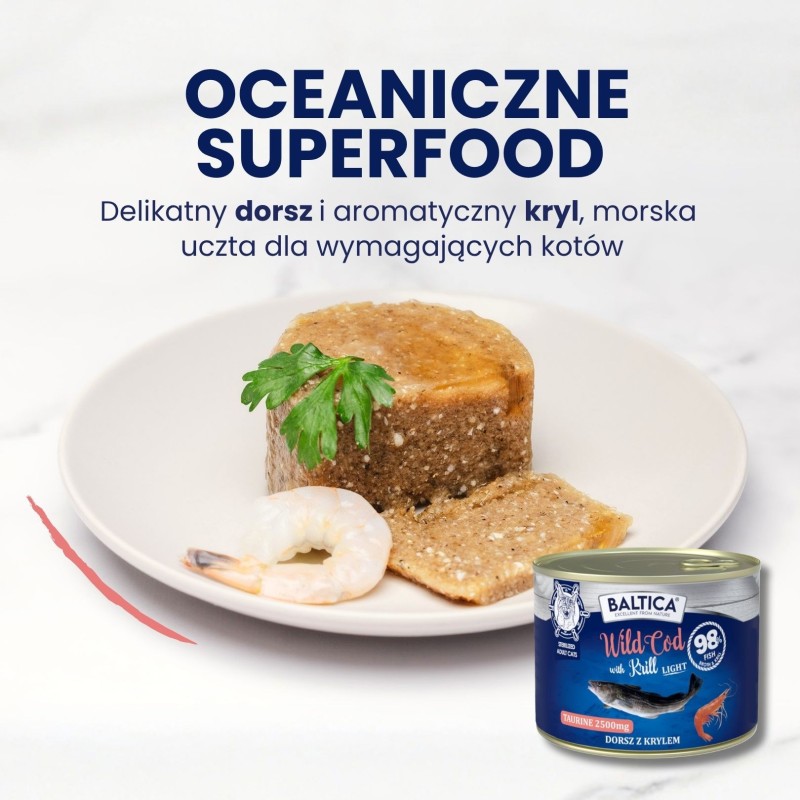 Karma mokra dorsz z krylem LIGHT dla kota 185g - Baltica Excellent
