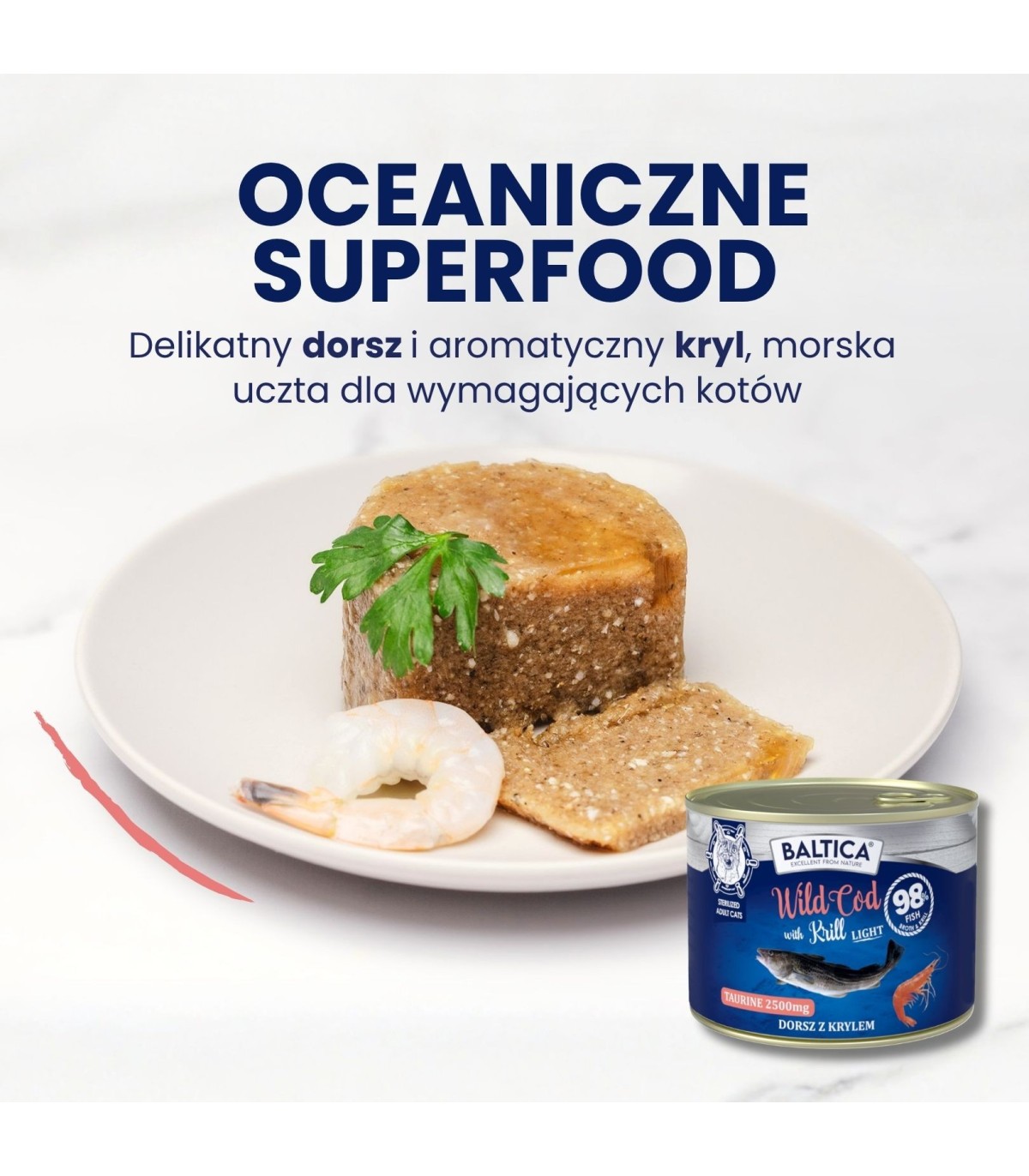 Karma mokra dorsz z krylem LIGHT dla kota 185g - Baltica Excellent