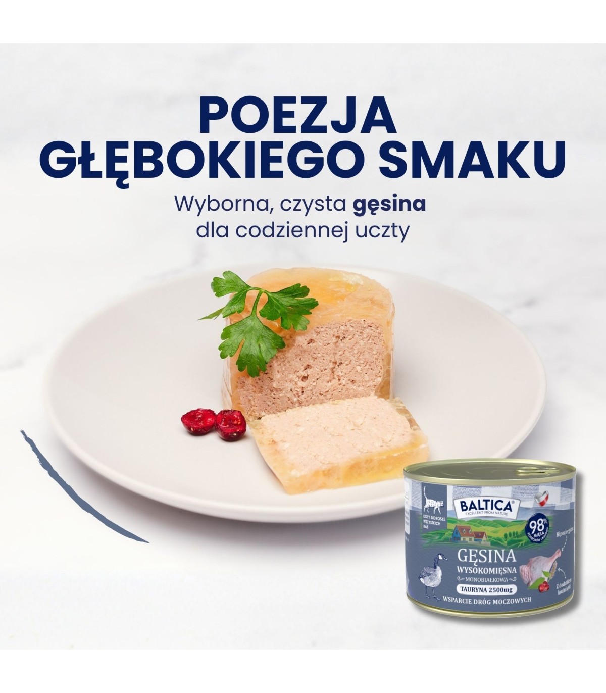Karma mokra mono gęsina dla kota 185g - Baltica Smaki Regionów