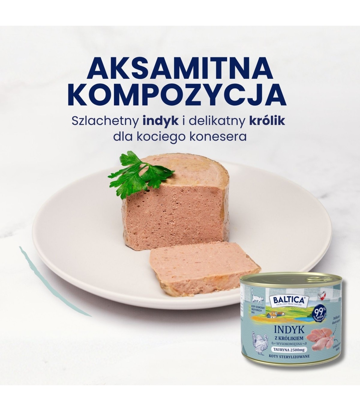 Karma mokra indyk z królikiem dla kota 185g - Baltica Smaki Regionów