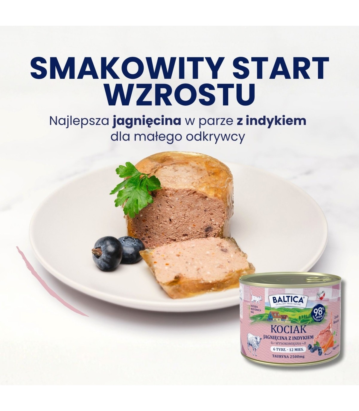 Karma mokra dla kociąt z jagnięciną i indykiem 185g - Baltica Smaki Regionów