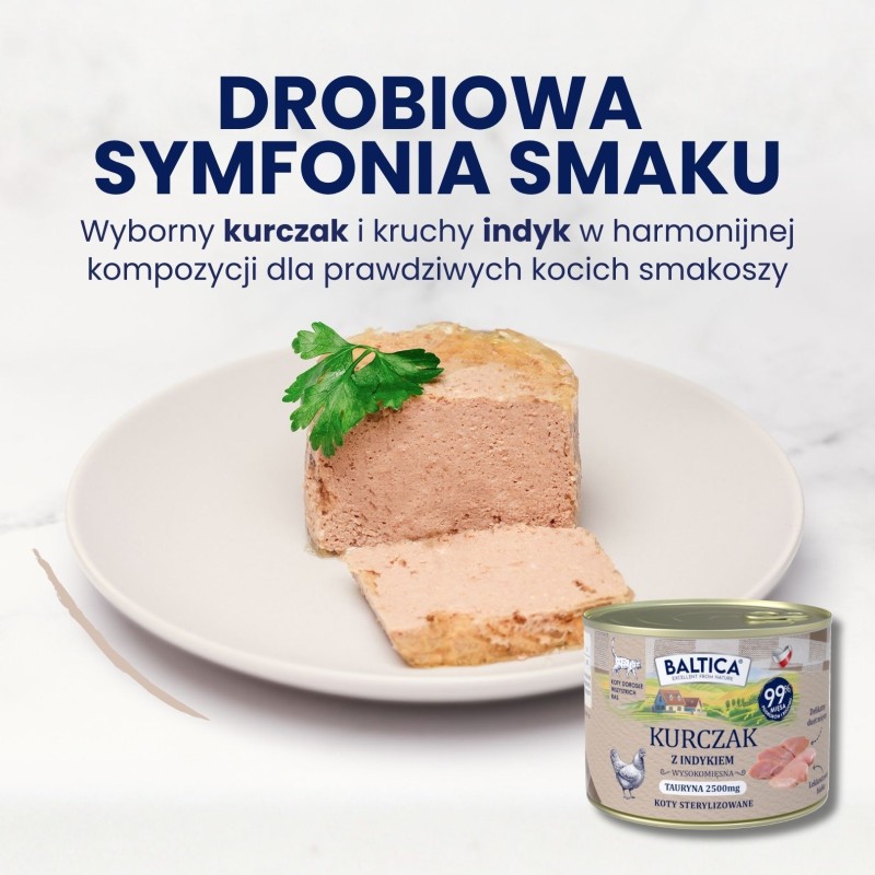 Karma mokra kurczak z indykiem dla kota 185g - Baltica Smaki Regionów
