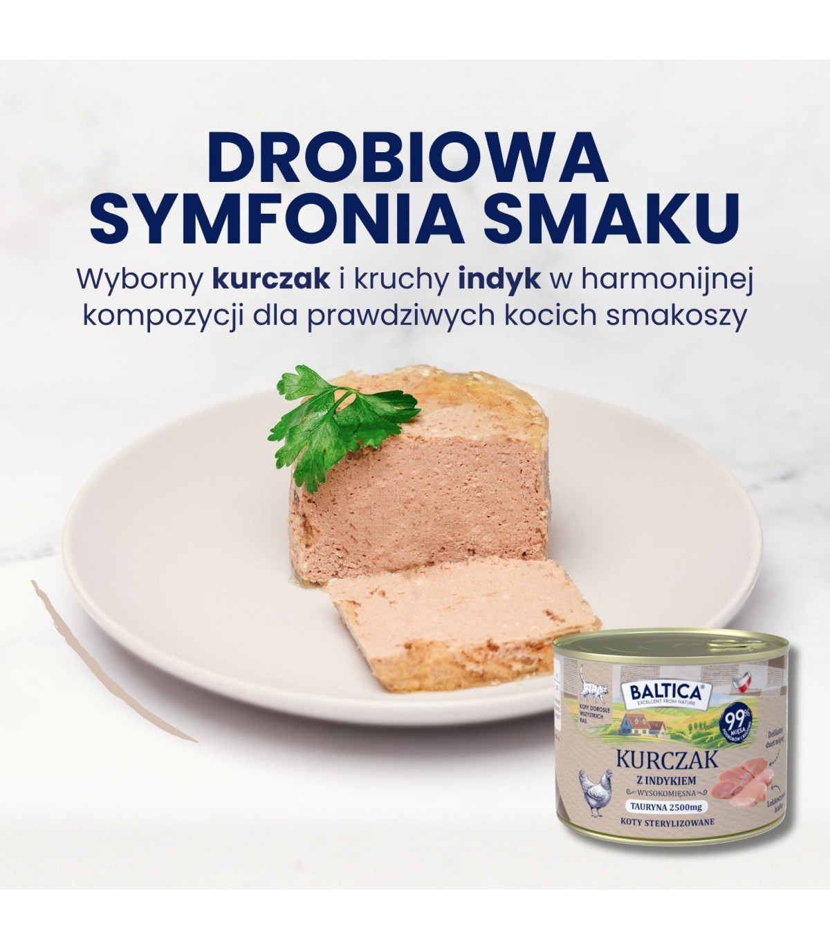 Karma mokra kurczak z indykiem dla kota 185g - Baltica Smaki Regionów