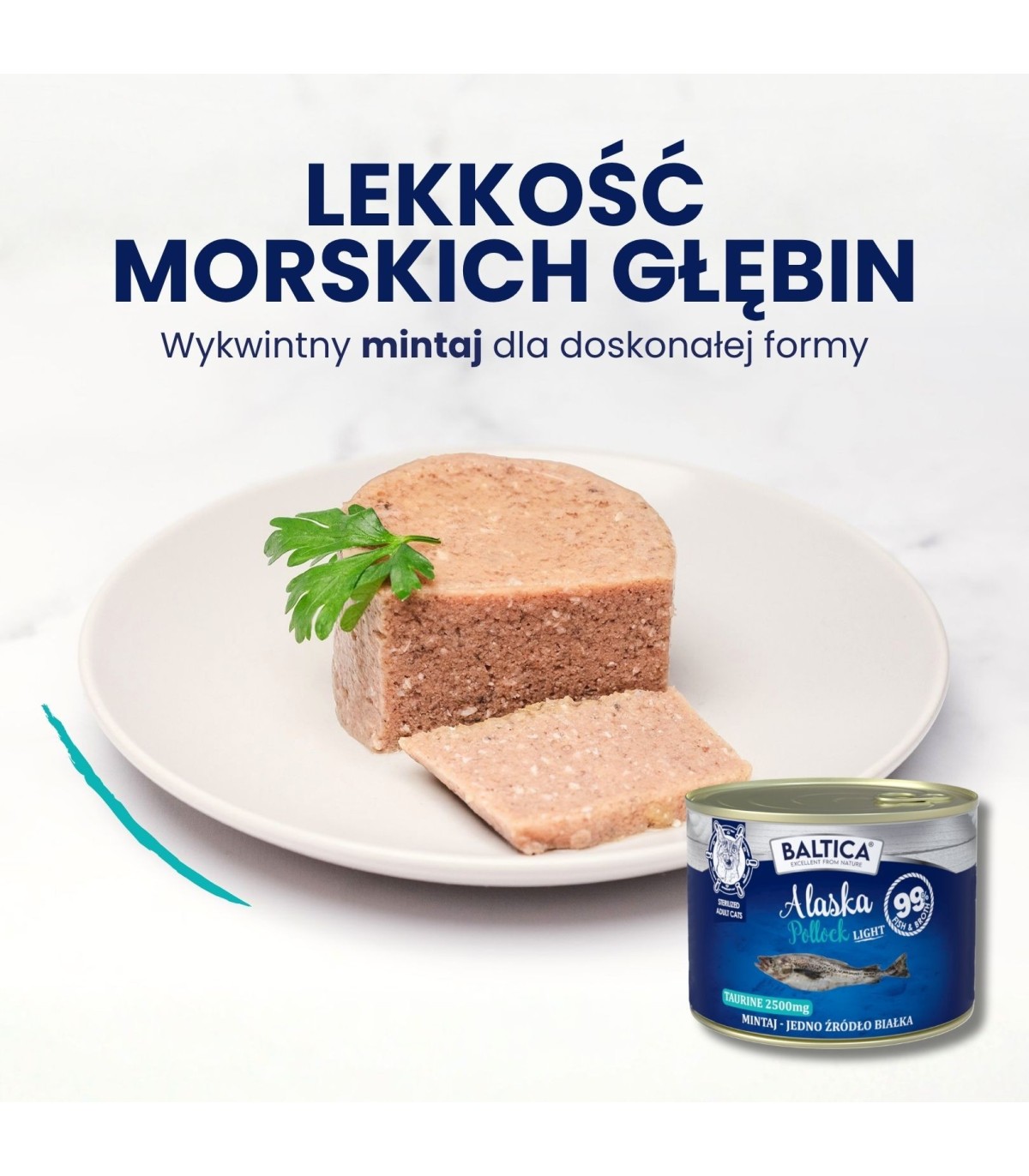 Karma mokra mono mintaj LIGHT dla kota 185g - Baltica Excellent