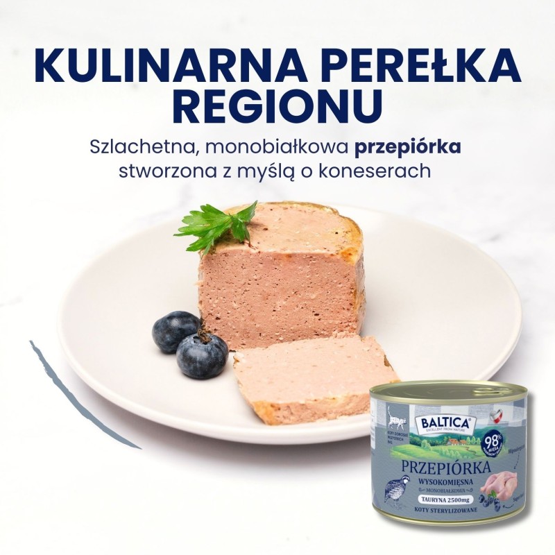 Karma mokra mono przepiórka dla kota 185g - Baltica Smaki Regionów