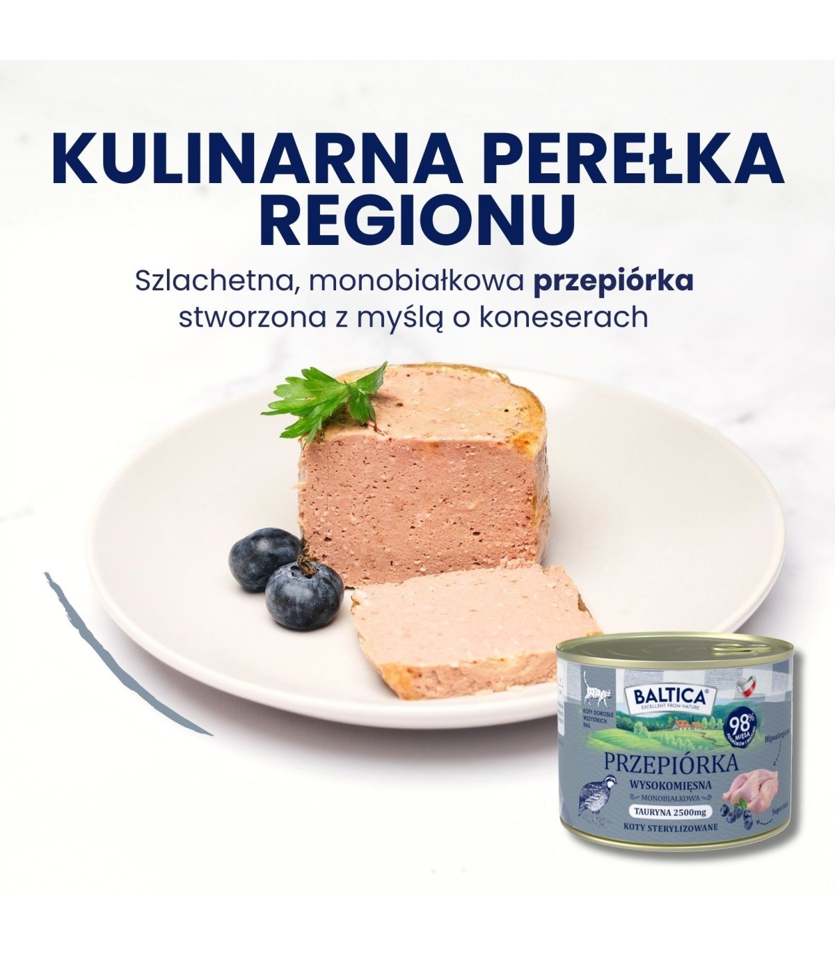 Karma mokra mono przepiórka dla kota 185g - Baltica Smaki Regionów