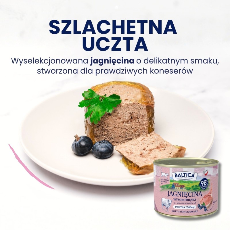 Karma mokra mono jagnięcina dla kota 400g - Baltica Smaki Regionów