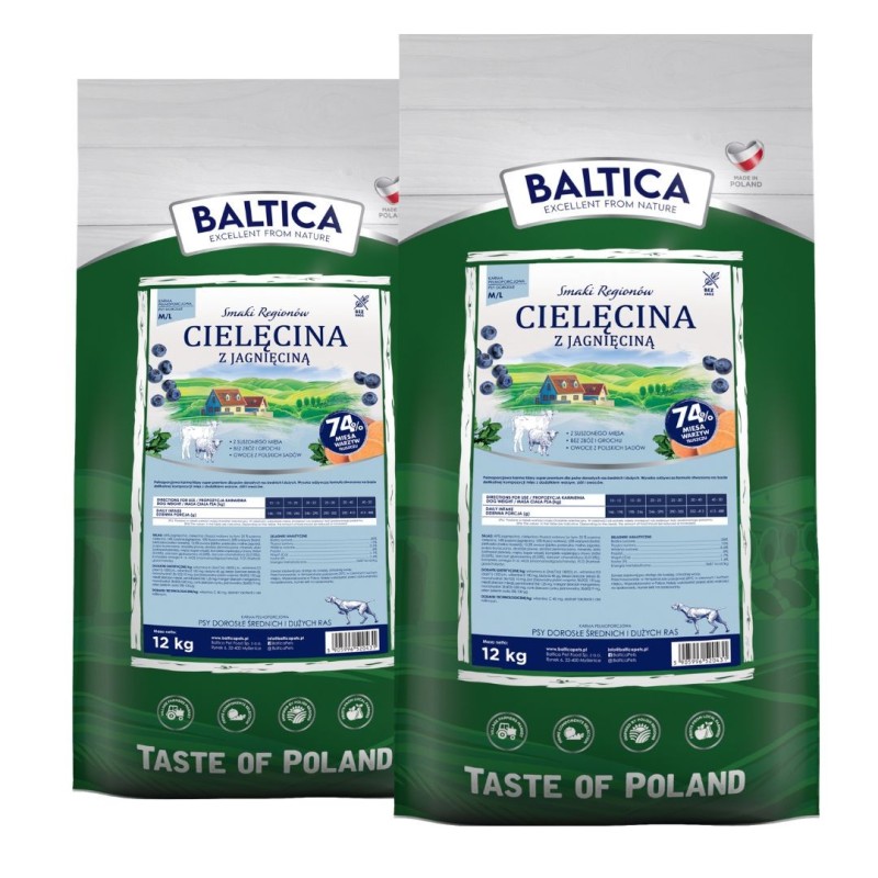 2 x 12 kg Baltica Cielęcina z jagnięciną dużych ras