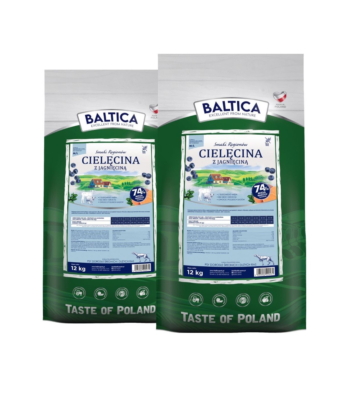 2 x 12 kg Baltica Cielęcina z jagnięciną dużych ras