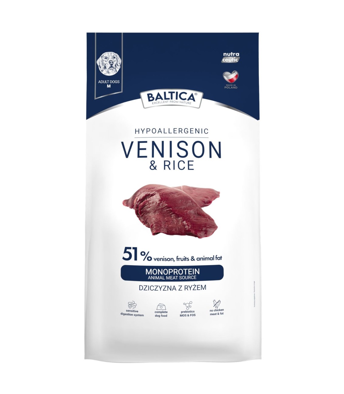 Dziczyzna z ryżem dla ras średnich karma 12kg - Baltica Nutraceutic