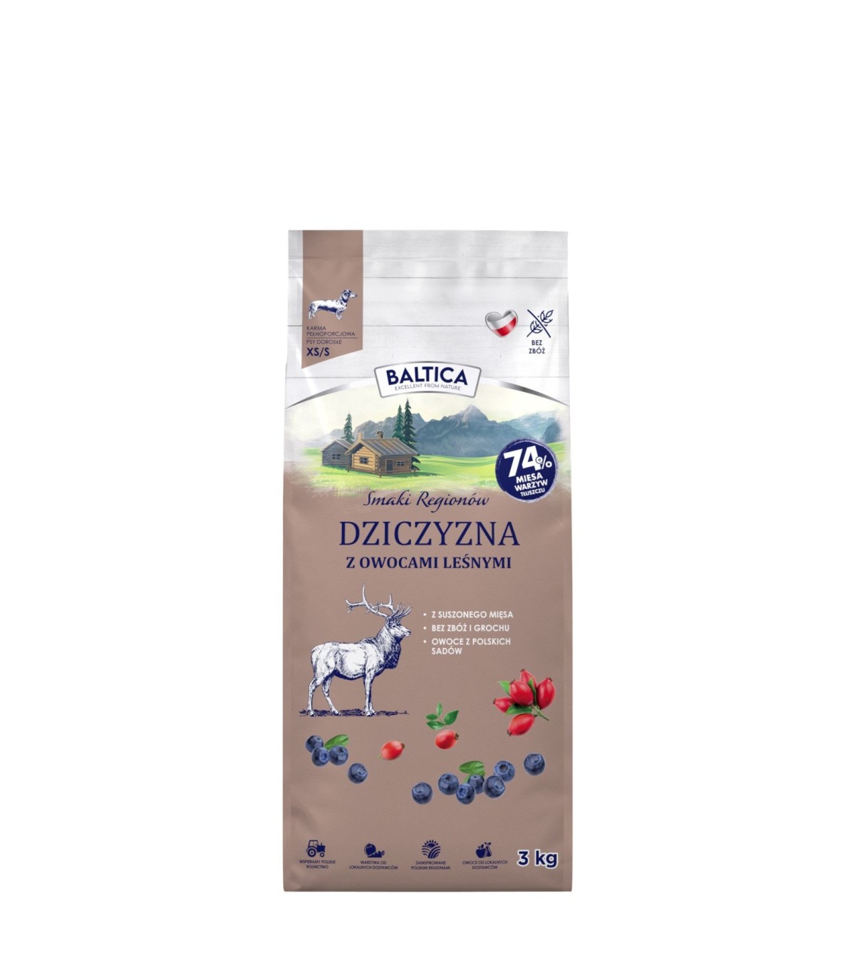 Dziczyzna z owocami leśnymi dla ras małych i miniaturowych karma 3kg - Baltica Smaki Regionów