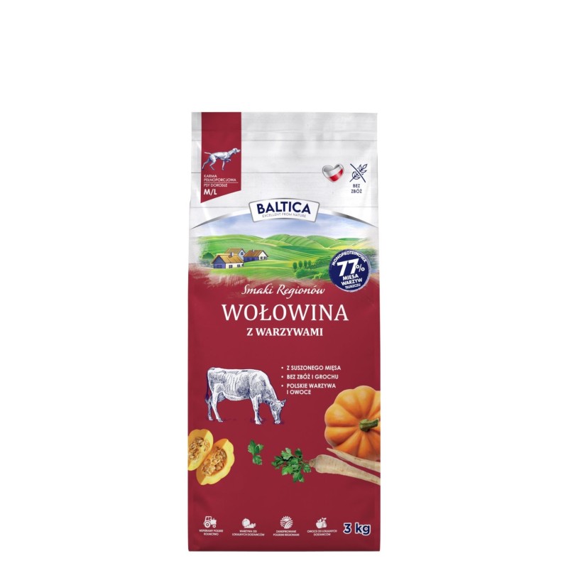 Wołowina z warzywami dla ras średnich i dużych karma 3kg - Baltica Smaki Regionów