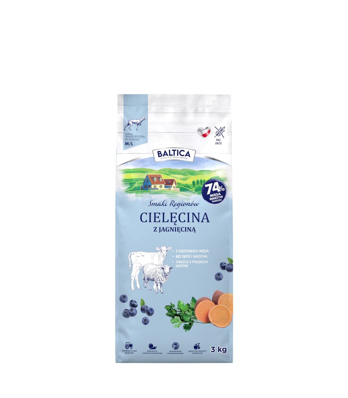 Cielęcina z jagnięciną dla ras średnich i dużych karma 3kg - Baltica Smaki Regionów