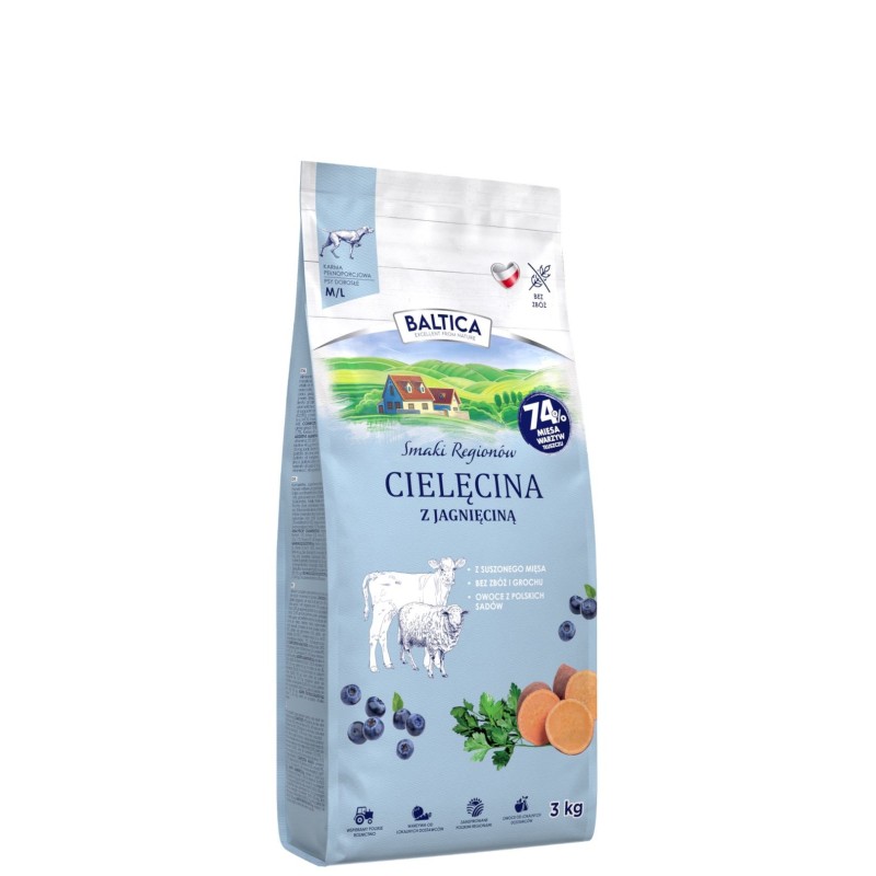 Cielęcina z jagnięciną dla ras średnich i dużych karma 3kg - Baltica Smaki Regionów