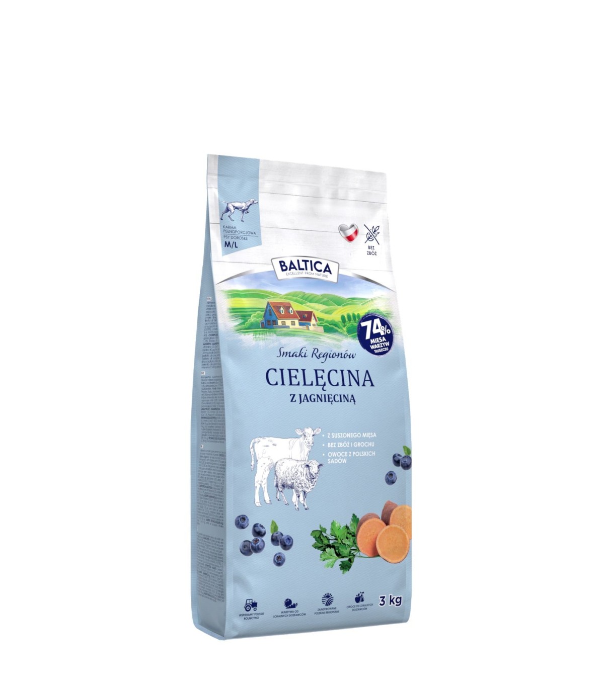 Cielęcina z jagnięciną dla ras średnich i dużych karma 3kg - Baltica Smaki Regionów