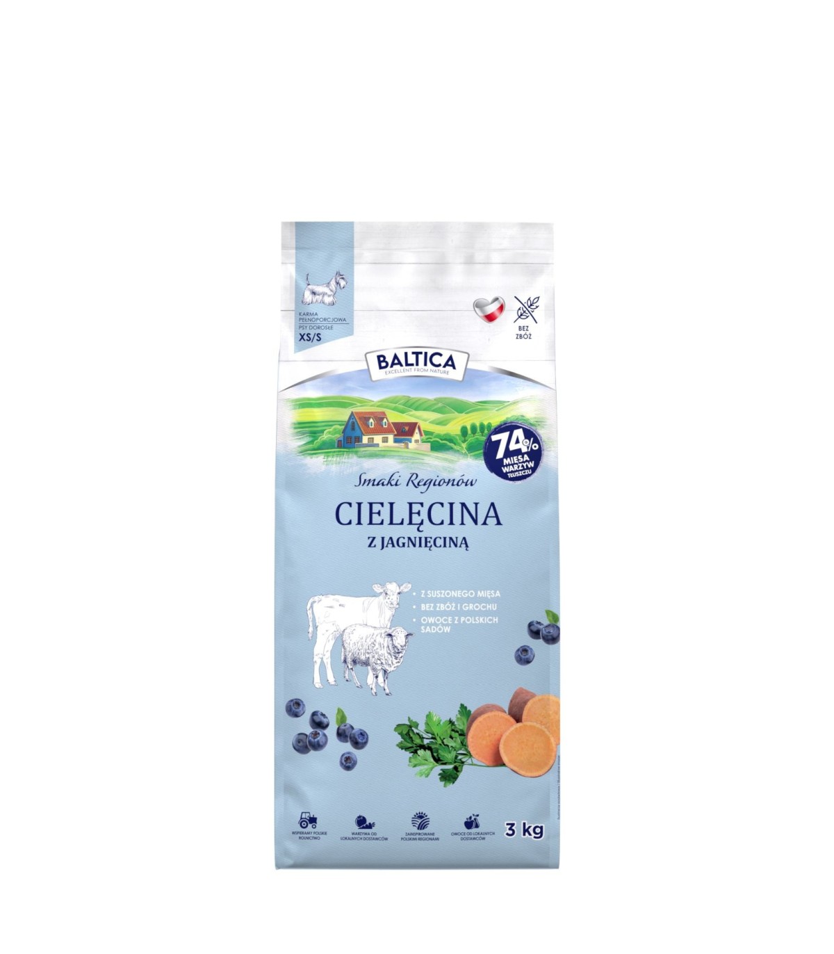 Cielęcina z jagnięciną dla ras małych i miniaturowych karma 3kg - Baltica Smaki Regionów