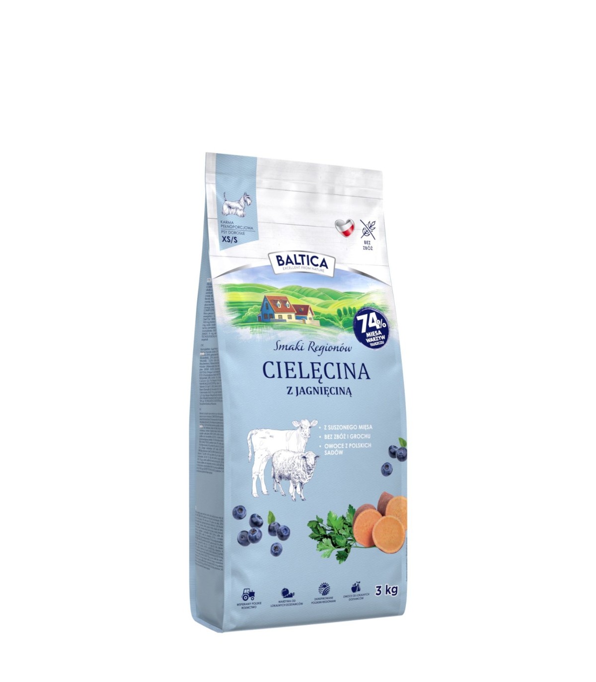 Cielęcina z jagnięciną dla ras małych i miniaturowych karma 3kg - Baltica Smaki Regionów