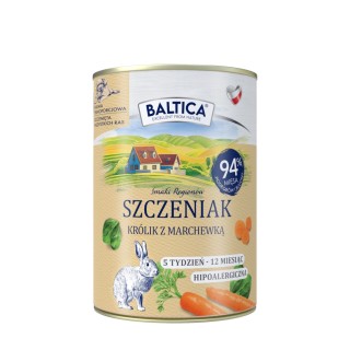 Zestaw 12x400g karma mokra szczeniak królik z marchewką + jagnięcina z bananem