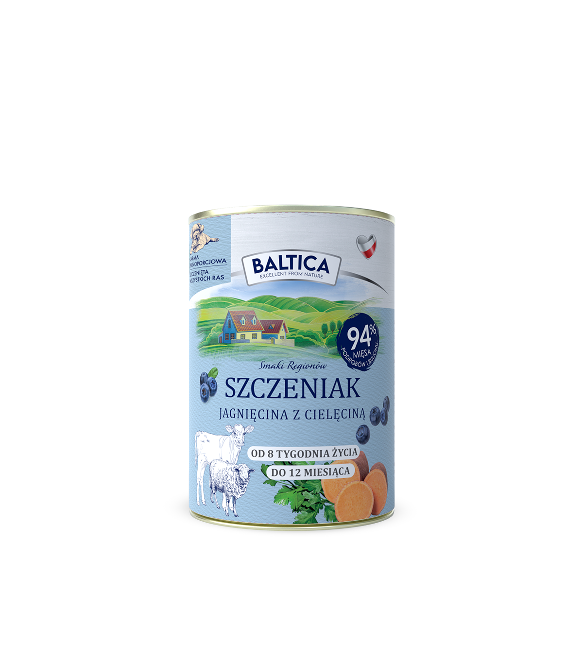 Zestaw 12x400g karma mokra szczeniak kozina z królikiem + indyk z królikiem + jagnięcina z cielęciną