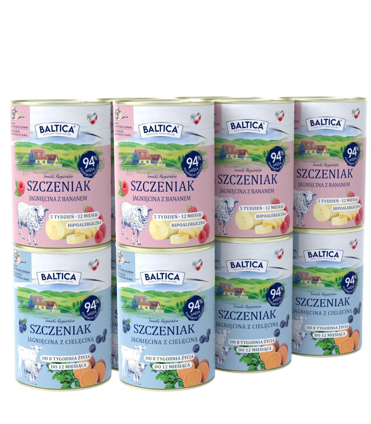 Zestaw 12x400g karma mokra szczeniak jagnięcina + jagnięcina z cielęcina