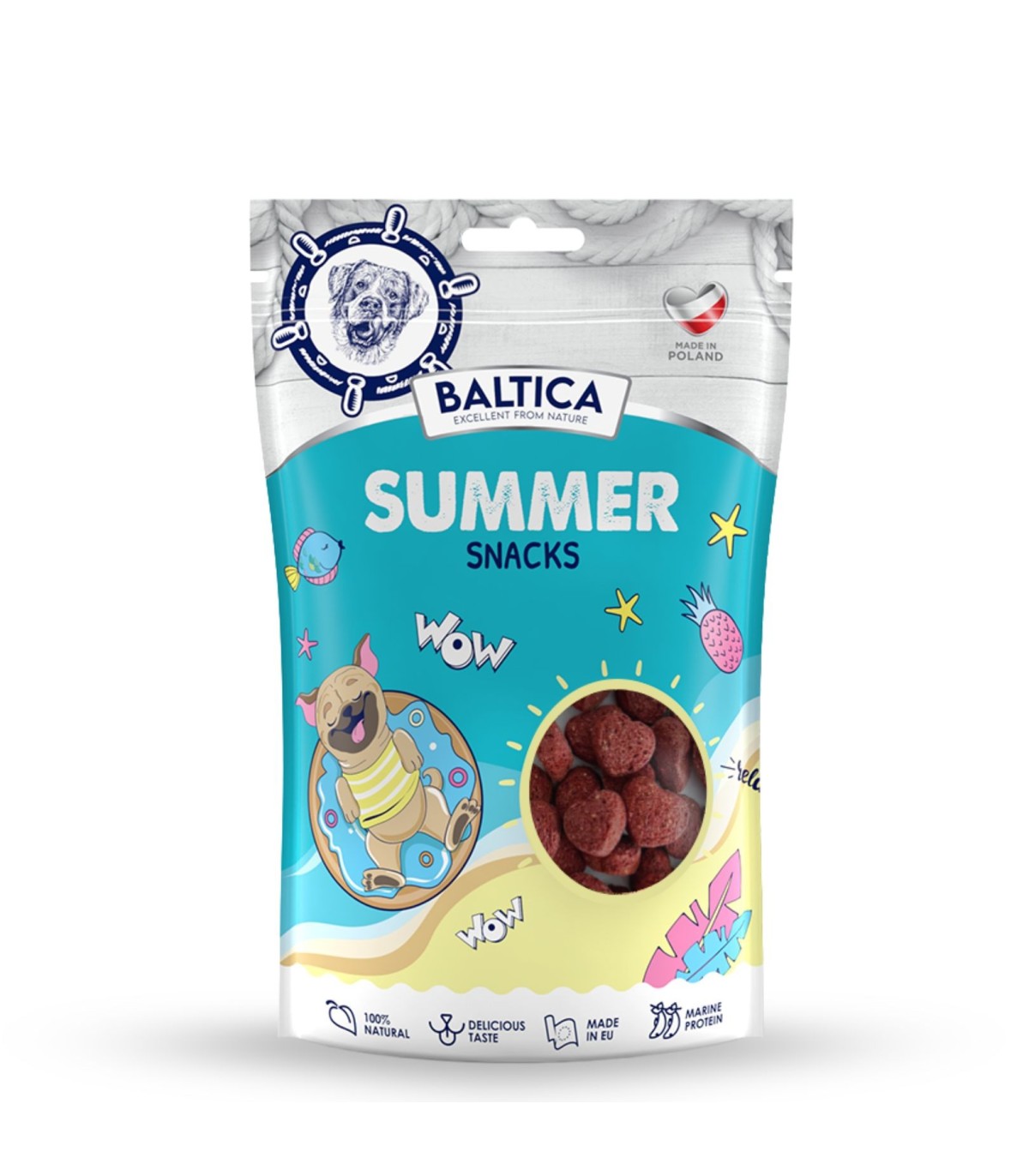 Zestaw Spokojnych Wakacji 2 - przysmaki HELLO SUMMER + butelka + tabletki Stop Stress + NOWOŚĆ probiotyki 14 tabl.