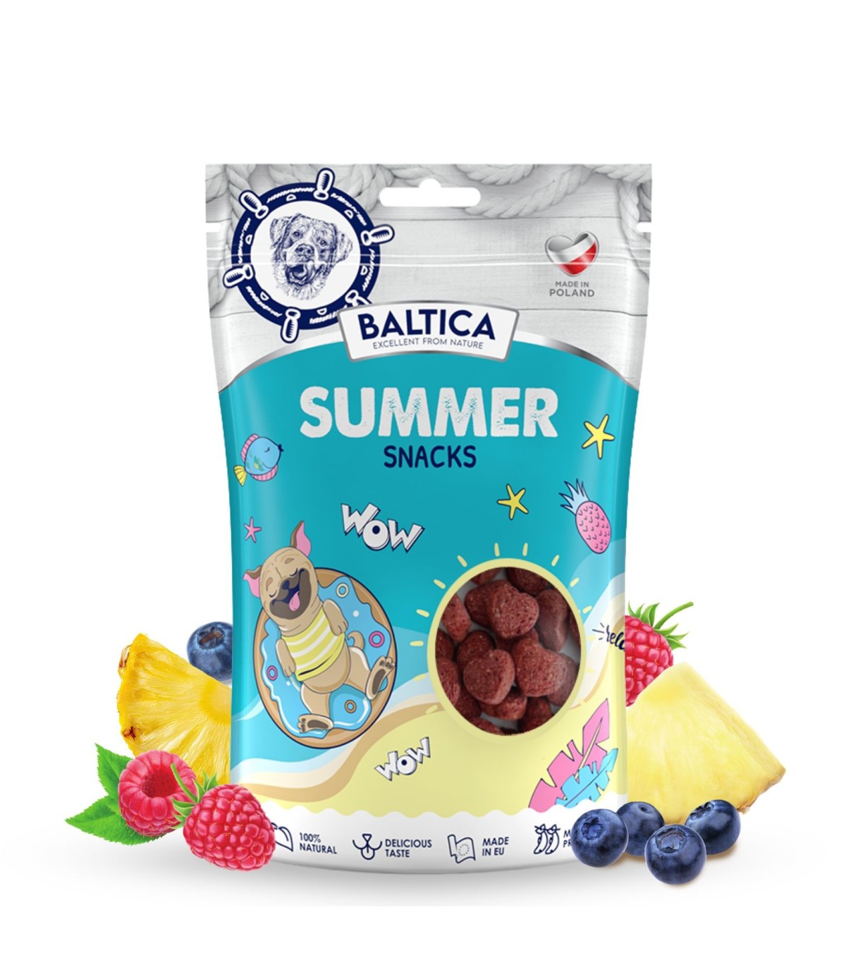 Zestaw Spokojnych Wakacji 2 - przysmaki HELLO SUMMER + butelka + tabletki Stop Stress + NOWOŚĆ probiotyki 14 tabl.