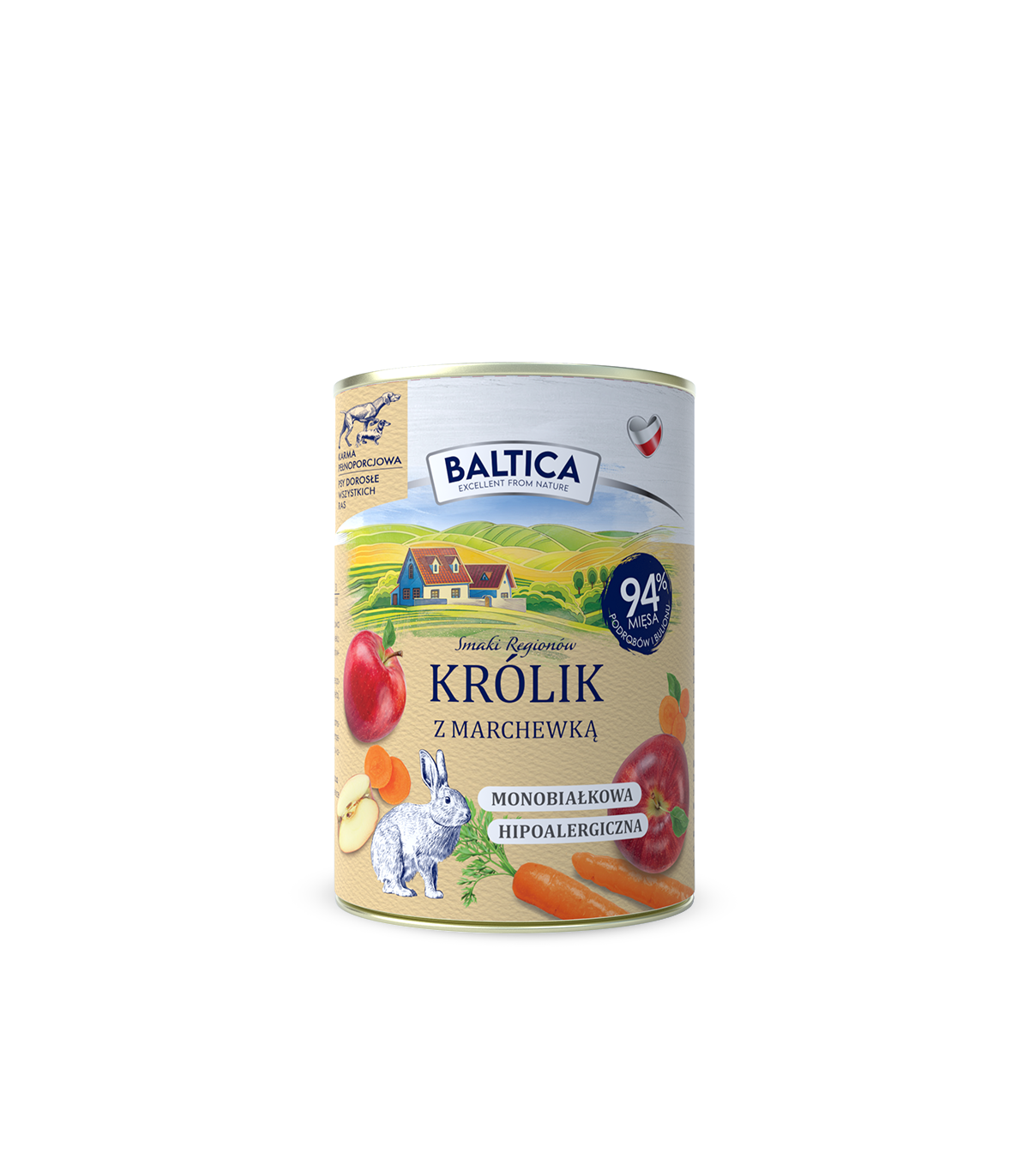 Zestaw karm mokra dla psa 6x królik z marchewką 400g + 6x królik MONO z prebiotykami 400g