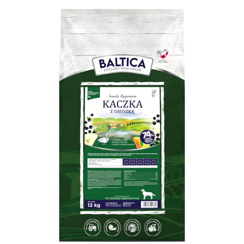 BALTICA Polska karma z kaczką i porzeczką 12kg / psy średnie i duże