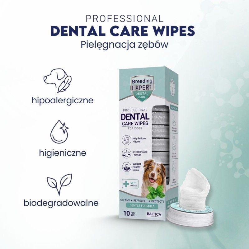 Chusteczki do higieny jamy ustnej psa Dental Care Wpies - Baltica Breeding Expert 10 szt.