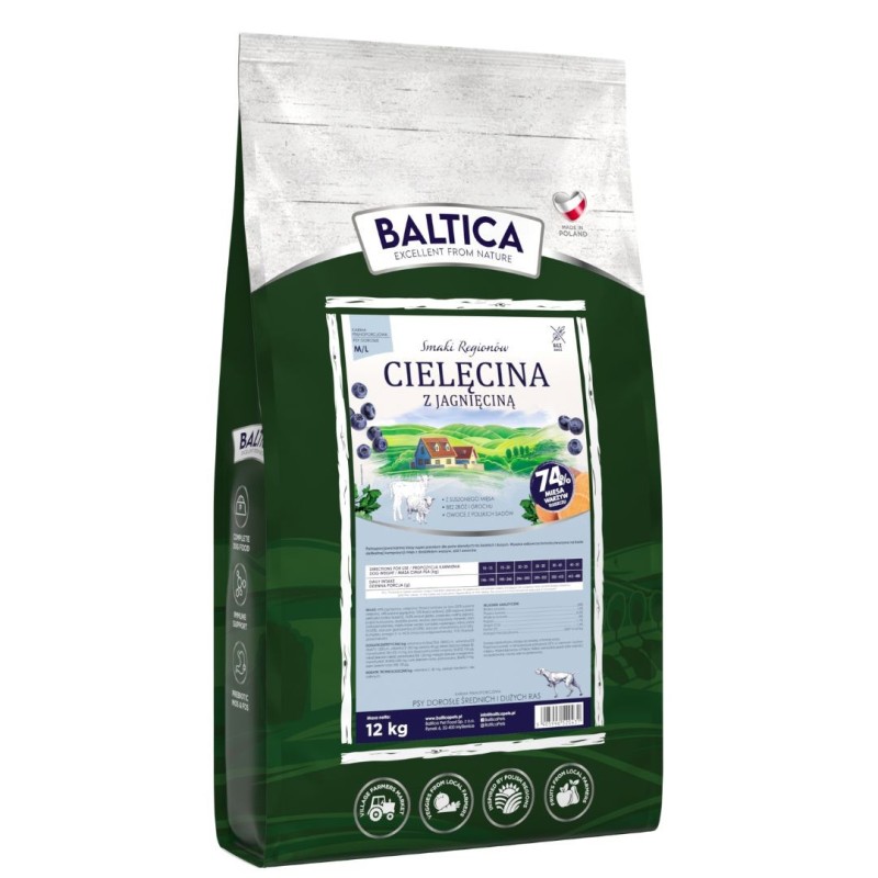 Cielęcina z jagnięciną dla ras średnich i dużych karma 12kg - Baltica Smaki Regionów