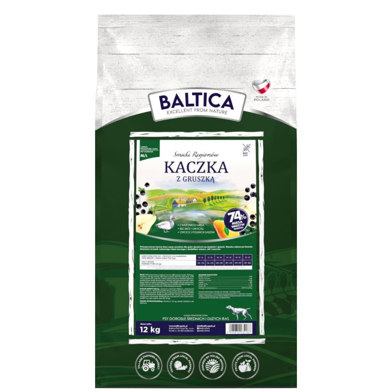 BALTICA Polska karma z kaczką i gruszką 12kg / psy średnie i duże