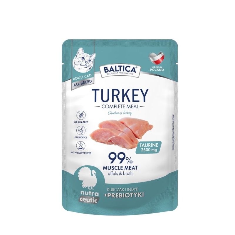 10x Karma mokra kurczak z indykiem dla kota 100g - Baltica Nutraceutic
