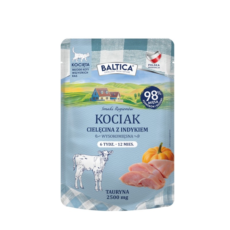 Karma mokra dla kociąt z cielęciną i indykiem 100g - Baltica Smaki Regionów