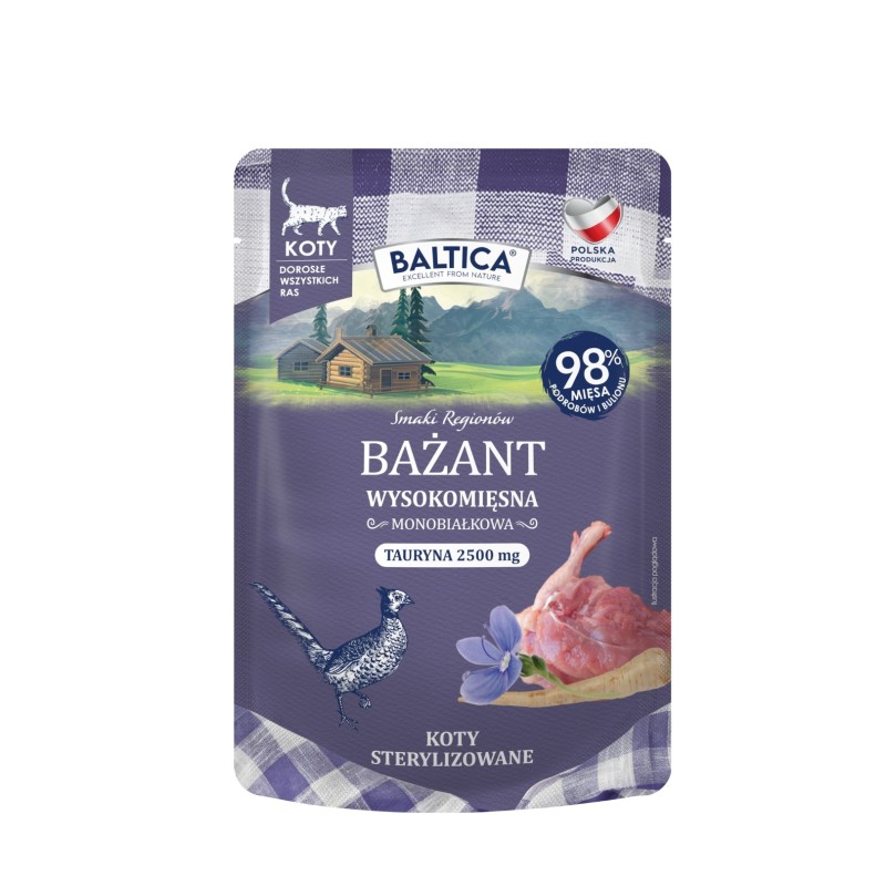 10x Karma mokra mono bażant dla kota 100g - Baltica Smaki Regionów