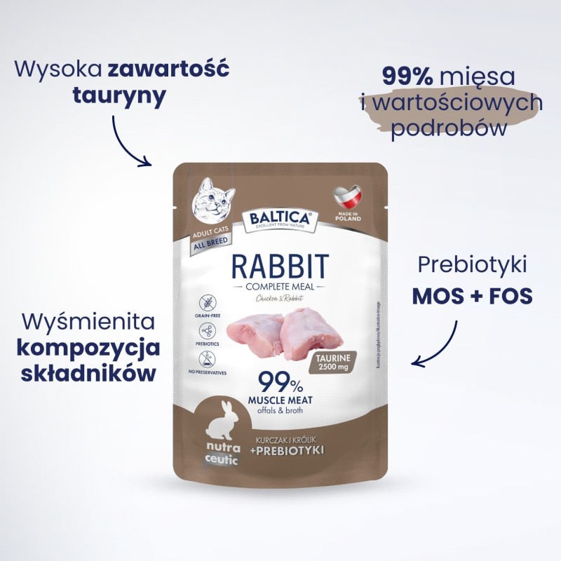 Karma mokra kurczak z królikiem dla kota 100g - Baltica Nutraceutic