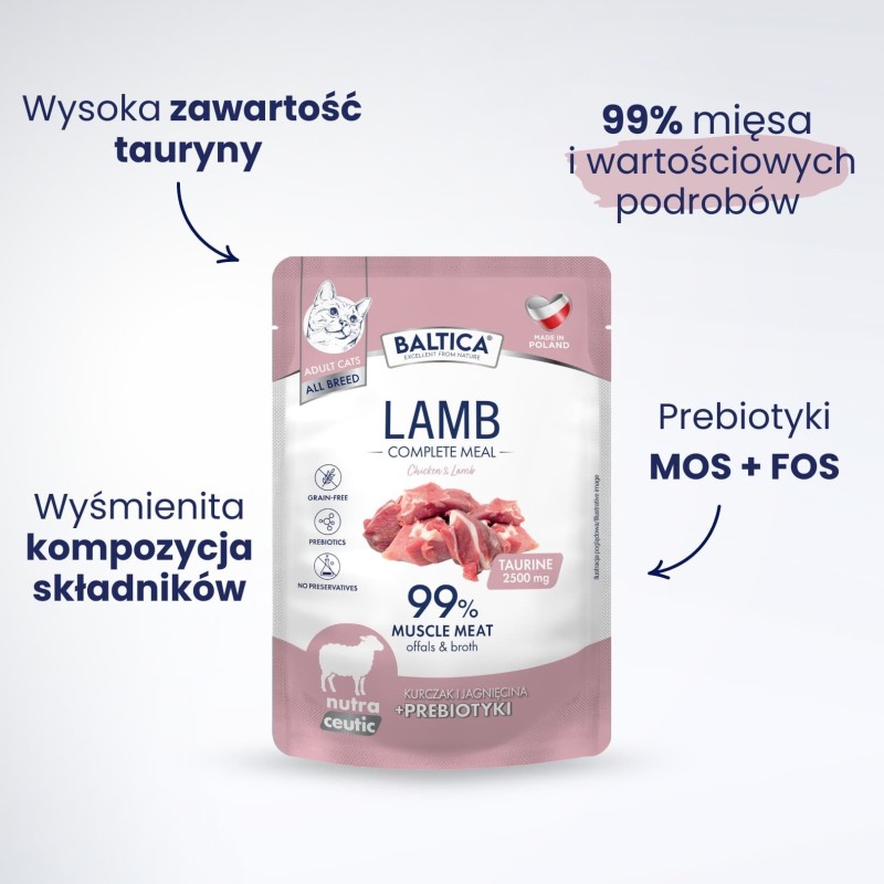 Karma mokra kurczak z jagnięciną dla kota 100g - Baltica Nutraceutic