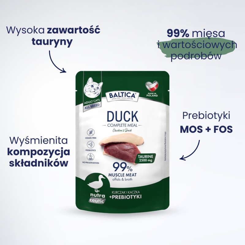 10x Karma mokra kurczak z kaczką dla kota 100g - Baltica Nutraceutic