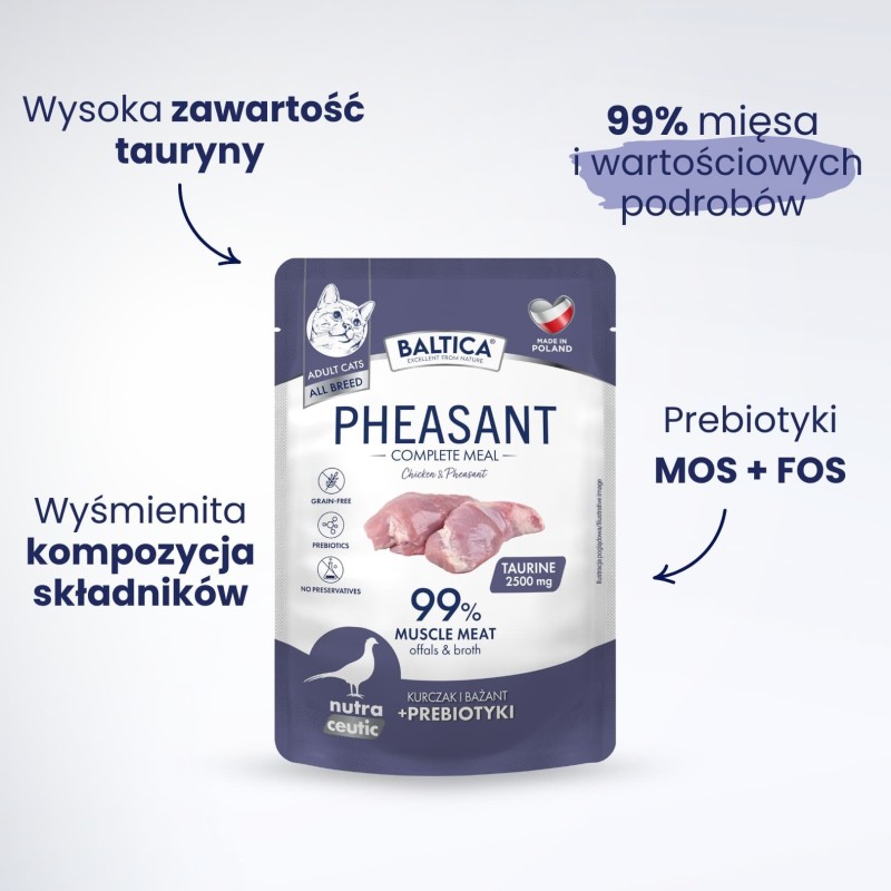 10x Karma mokra kurczak z bażantem dla kota 100g - Baltica Nutraceutic
