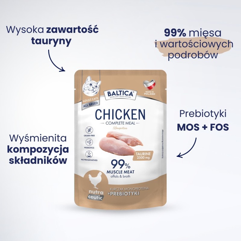 Karma mokra monoproteinowa z kurczakiem dla kota 100g - Baltica Nutraceutic